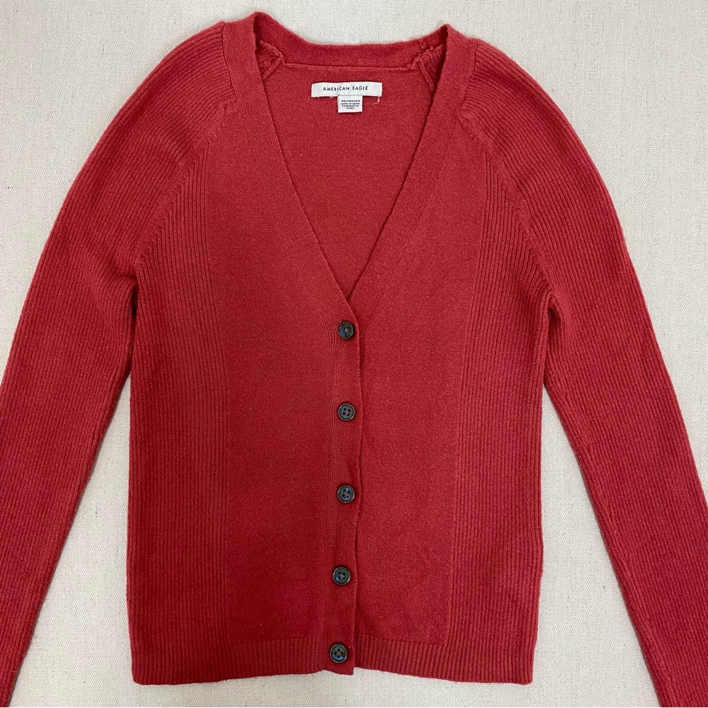 American Eagle Outfitters Red Cardigan Sweater